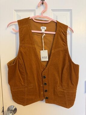 Ana Rust Corduroy Button Front Vest